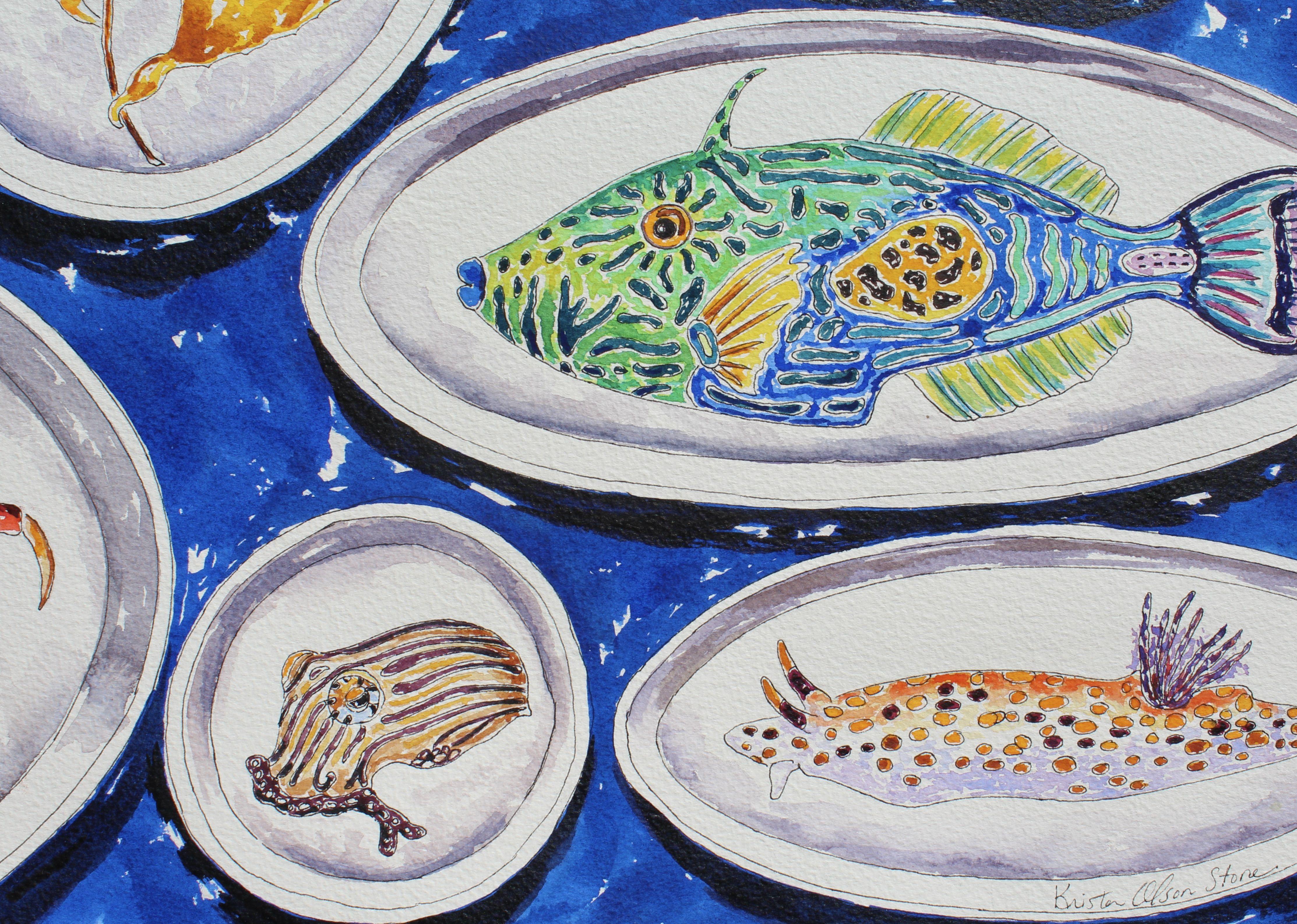 Ocean Delights, Painting, Watercolor on Paper For Sale 2