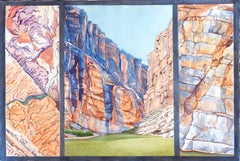 Rio Grande Santa Elena Canyon Tryptich, Painting, Watercolor on Watercolor Paper