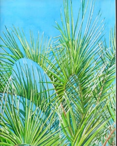 Palms and Blue Sky, Painting, Watercolor on Watercolor Paper