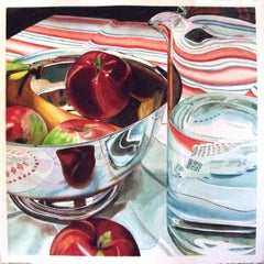 A Silver avec des pommes, peinture, aquarelle sur papier aquarelle