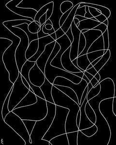 Chaotic dance, Drawing, Pen & Ink on Canvas