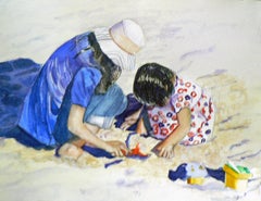 Journée de plage, peinture, aquarelle sur papier aquarelle