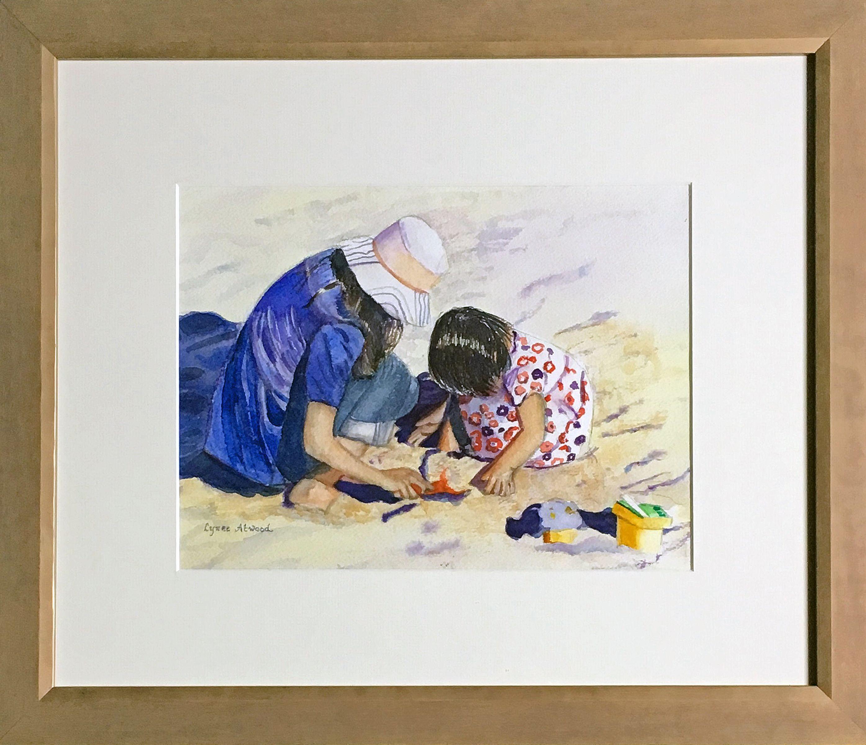 Beach Day, Painting, Watercolor on Watercolor Paper - Realist Art by Lynne Atwood
