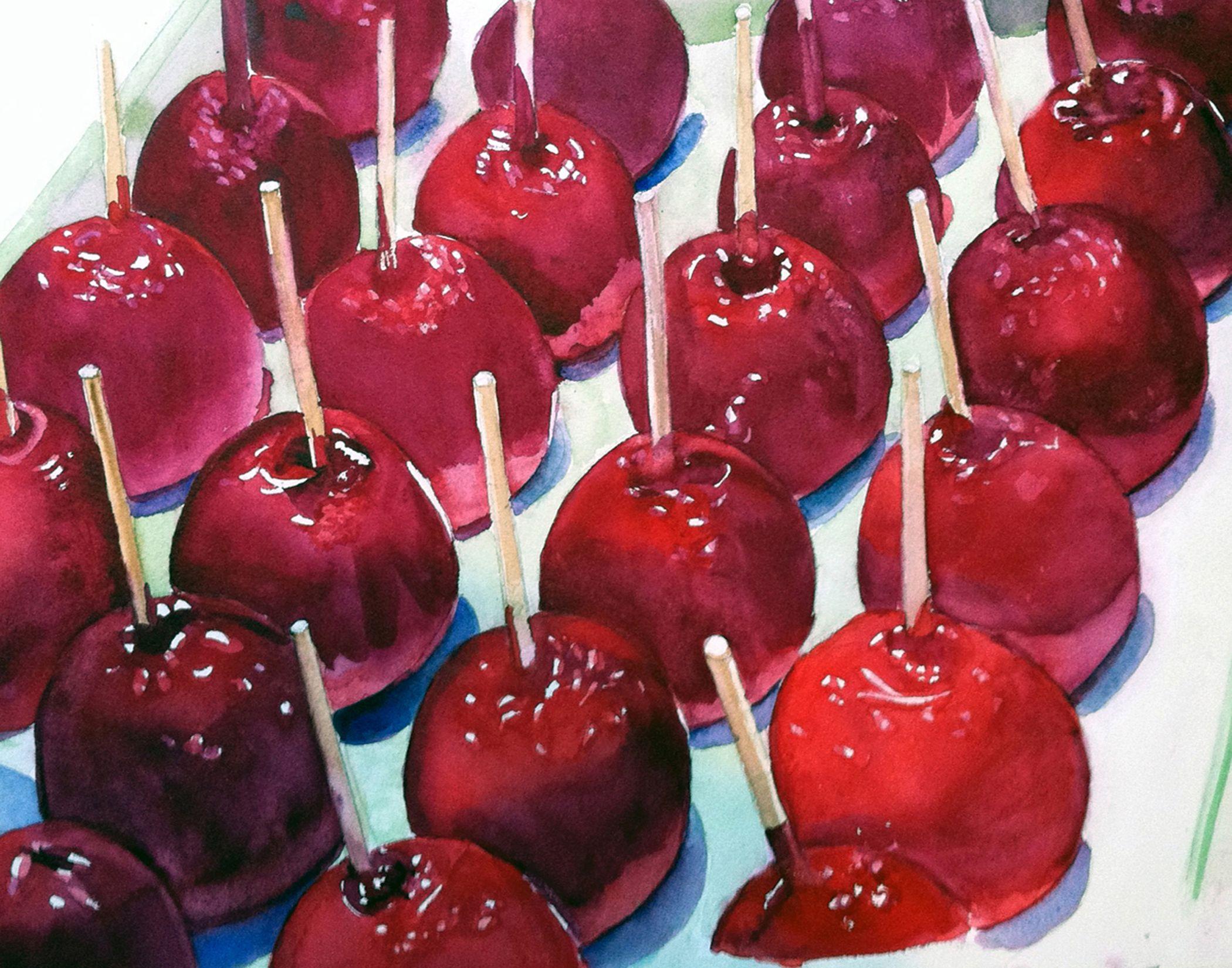Candy Apples, Painting, Watercolor on Watercolor Paper - Art by Lynne Atwood