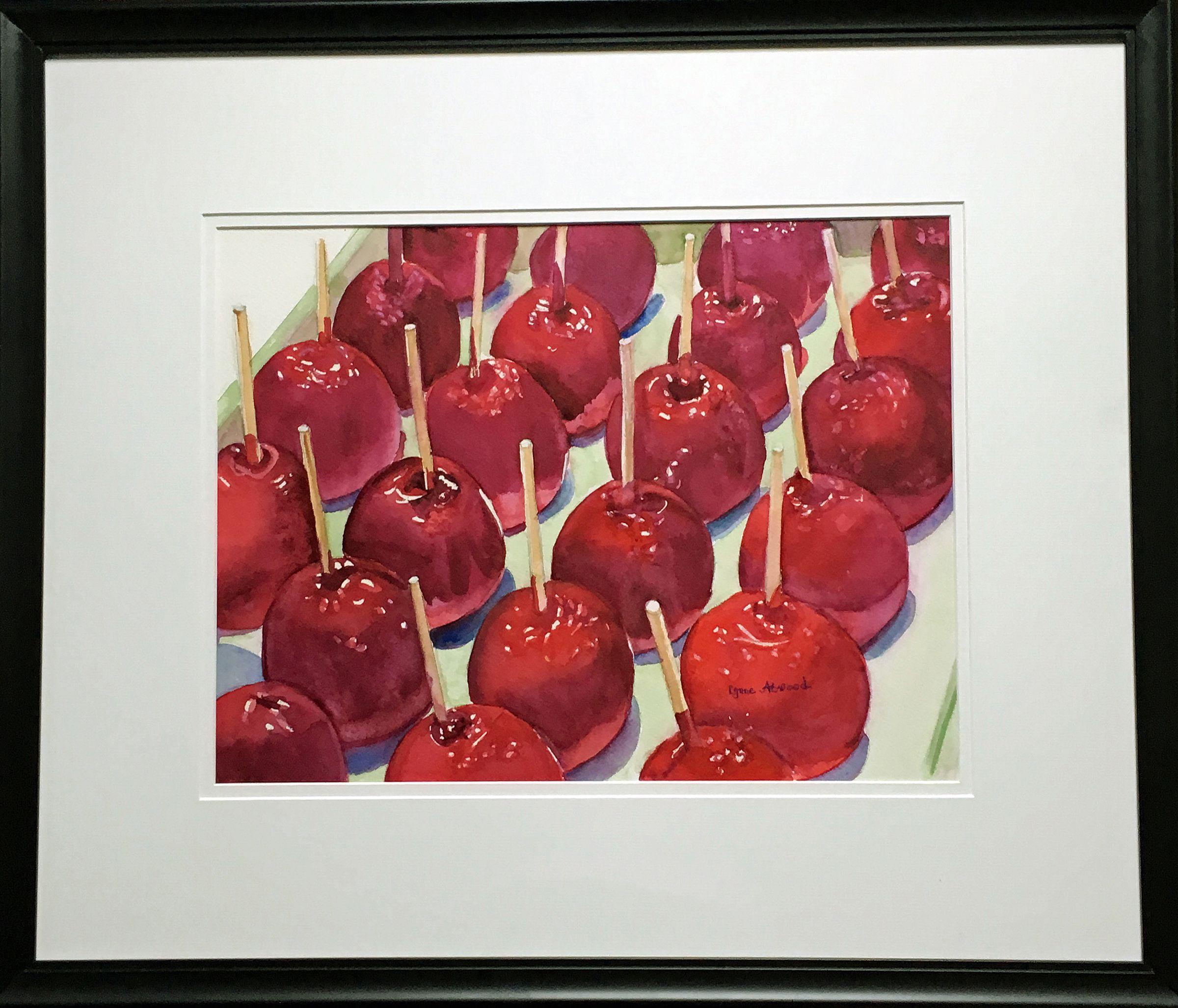 Candy Apples, Painting, Watercolor on Watercolor Paper - Realist Art by Lynne Atwood
