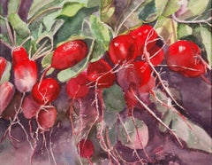 Radishes, Painting, Watercolor on Watercolor Paper