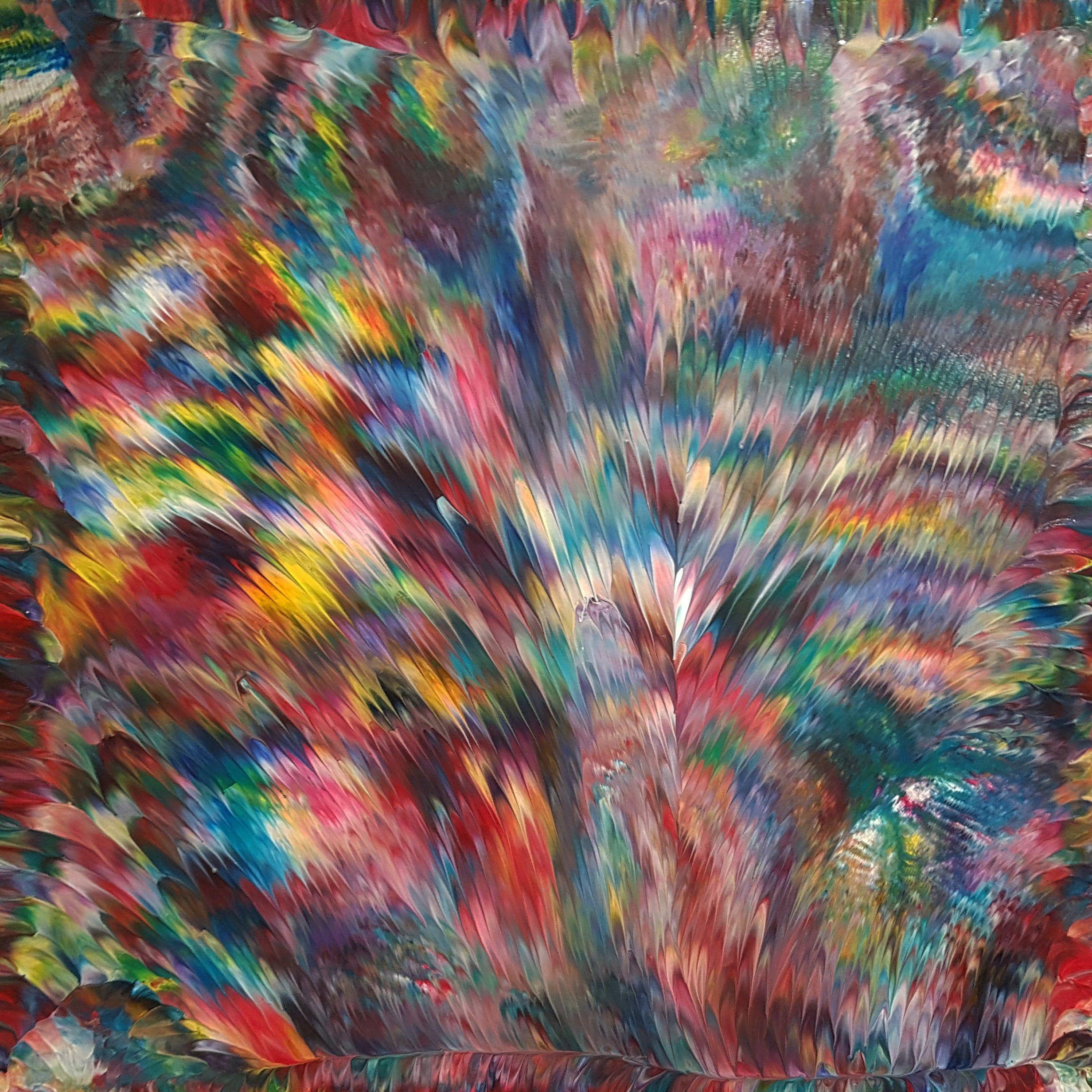 Celestial Bloom, peinture, acrylique sur panneau de bois