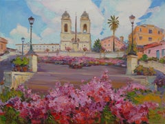 Trinita dei Monti in Rom, Gemälde, Öl auf Leinwand