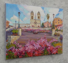 Trinita dei Monti in Rom, Gemälde, Öl auf Leinwand