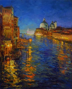 Evening Venice. Grand Canal, Painting, Oil on Canvas