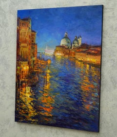 Evening Venice. Grand Canal, Painting, Oil on Canvas