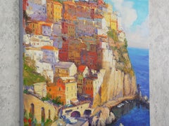 Manarola. Cinque Terre Italy, Painting, Oil on Canvas