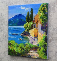 Lago di Como Italia, Pittura, Olio su tela