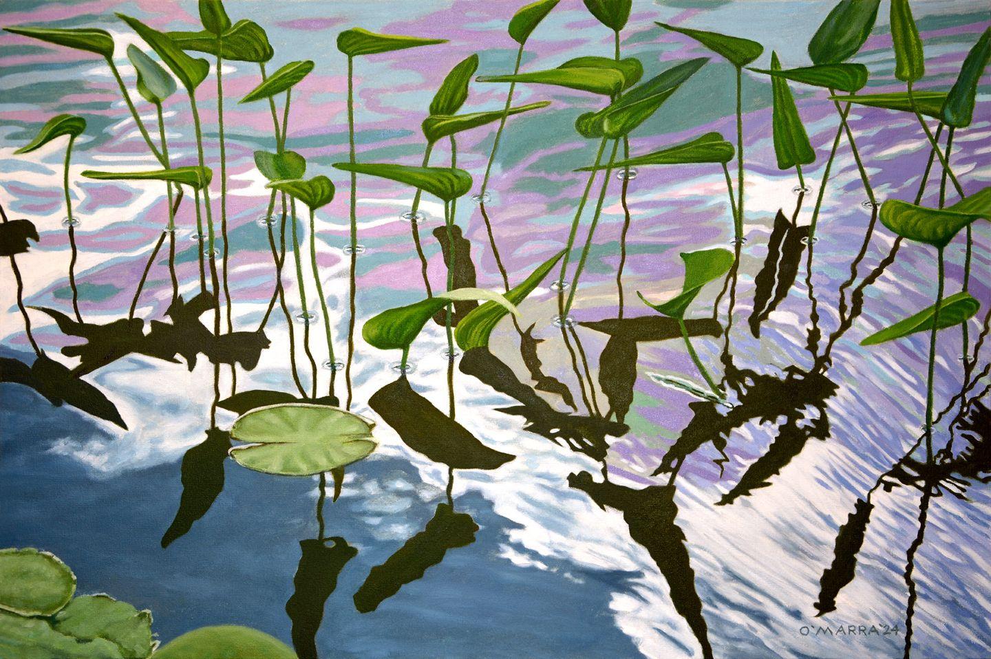 Pickerel Weed Frieze, Painting, Oil on Canvas - Art by Allan O'Marra