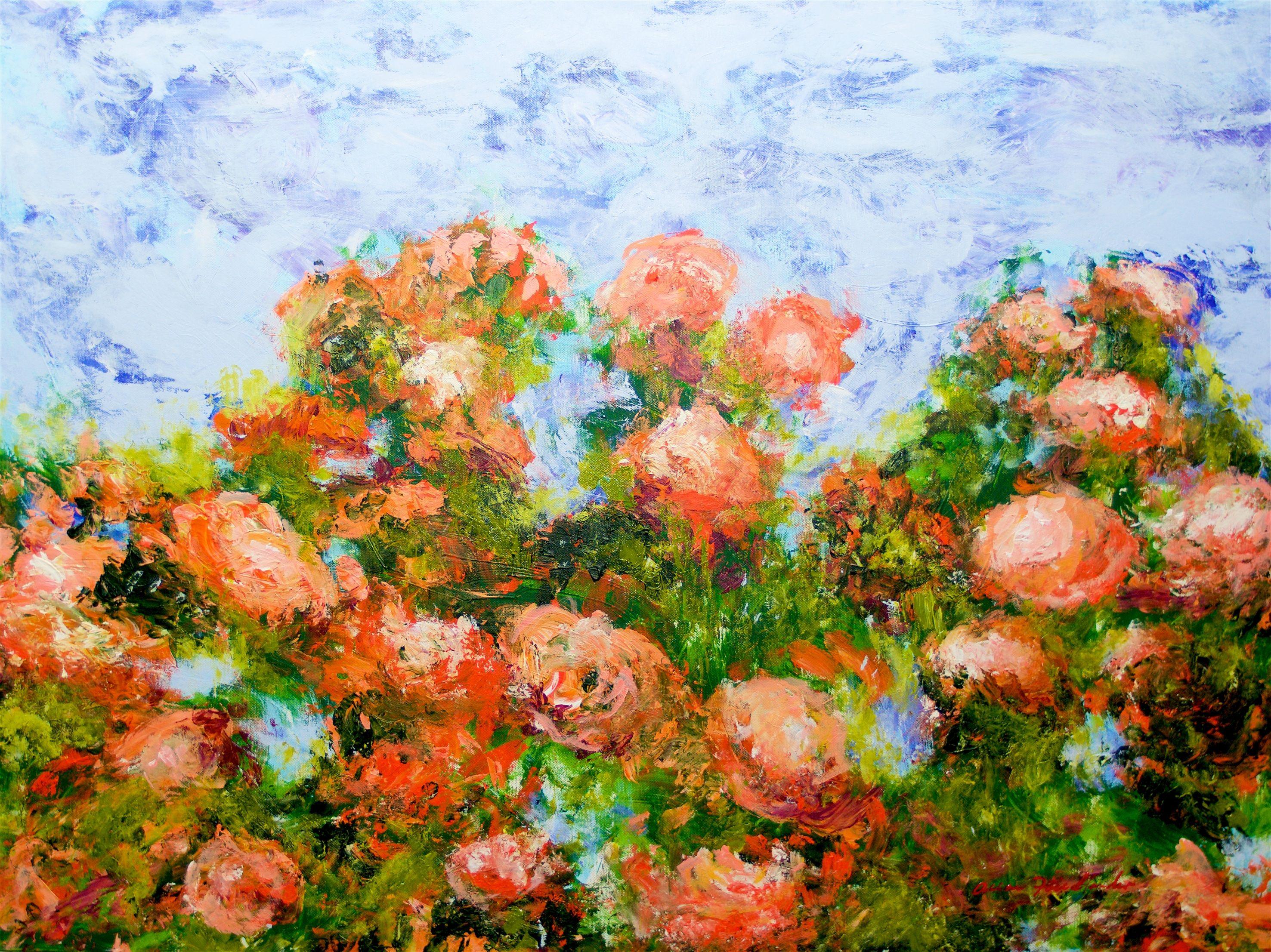 Rote Rosen, Gemälde, Acryl auf Leinwand