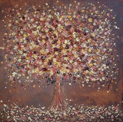 Golden Petal Tree, Painting, Acrylic on Canvas
