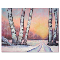 Winter Dawn Glow, Painting, Acrylic on Canvas