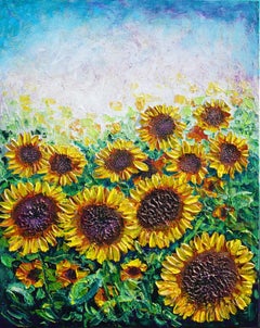 Celebrazione dei girasoli, Pittura, Acrilico su tela