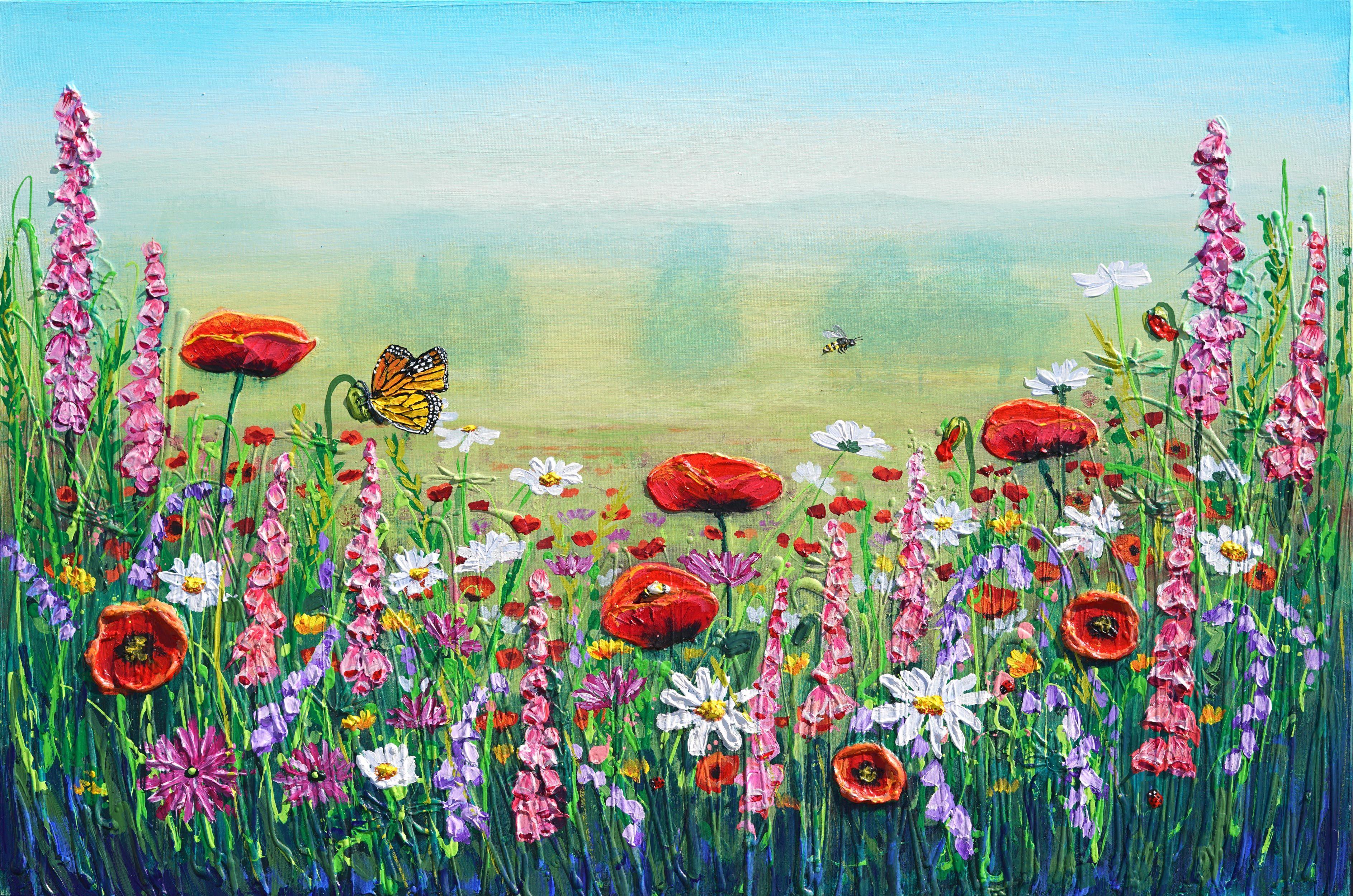 Summer's Bursting Bloom, Painting, Acrylic on Canvas