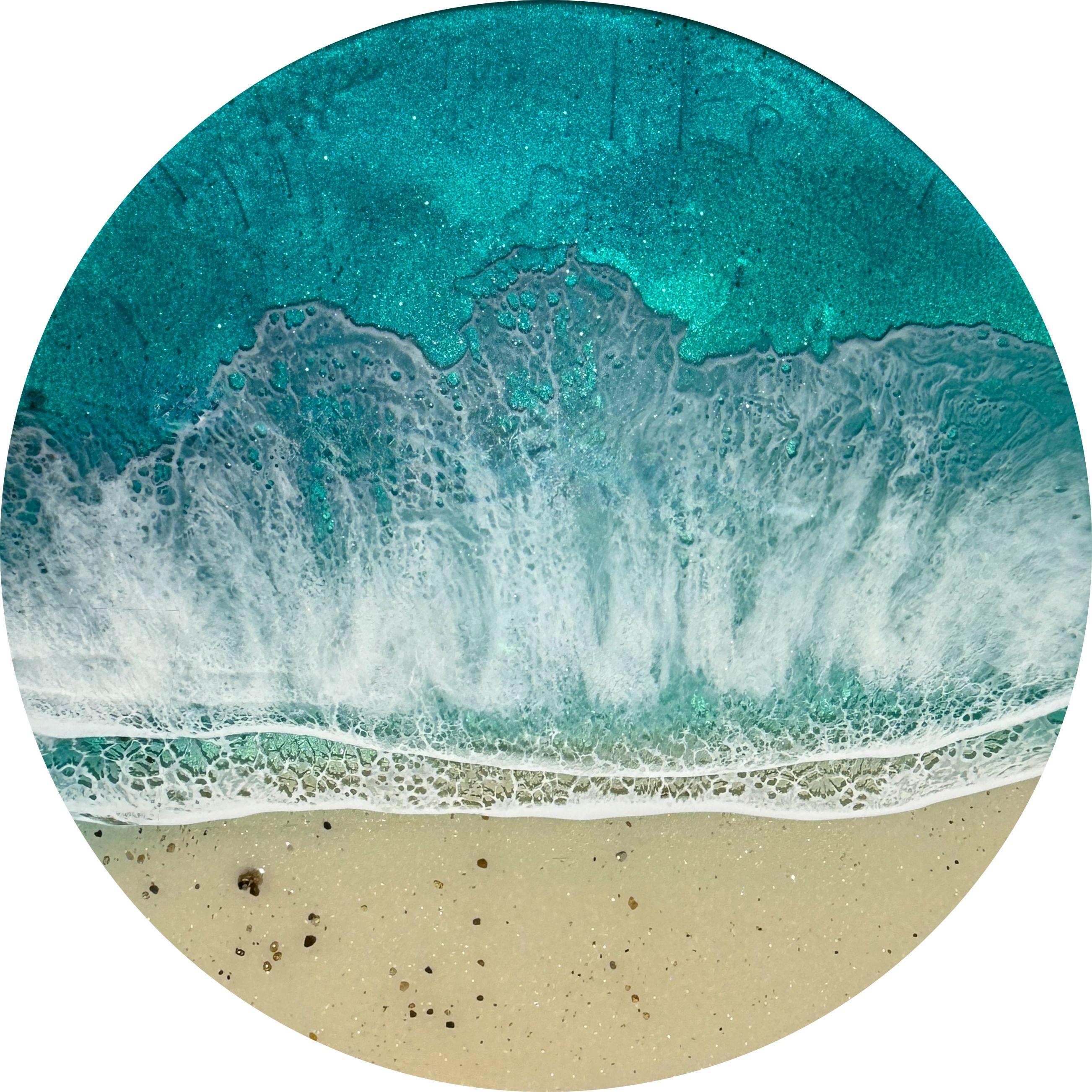 Runder Ozean #111, Malerei, Acryl auf Holzplatte – Art von Ana Hefco