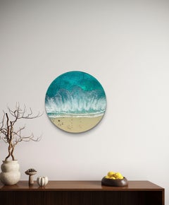 Oceano rotondo #111, Pittura, Acrilico su pannello di Wood