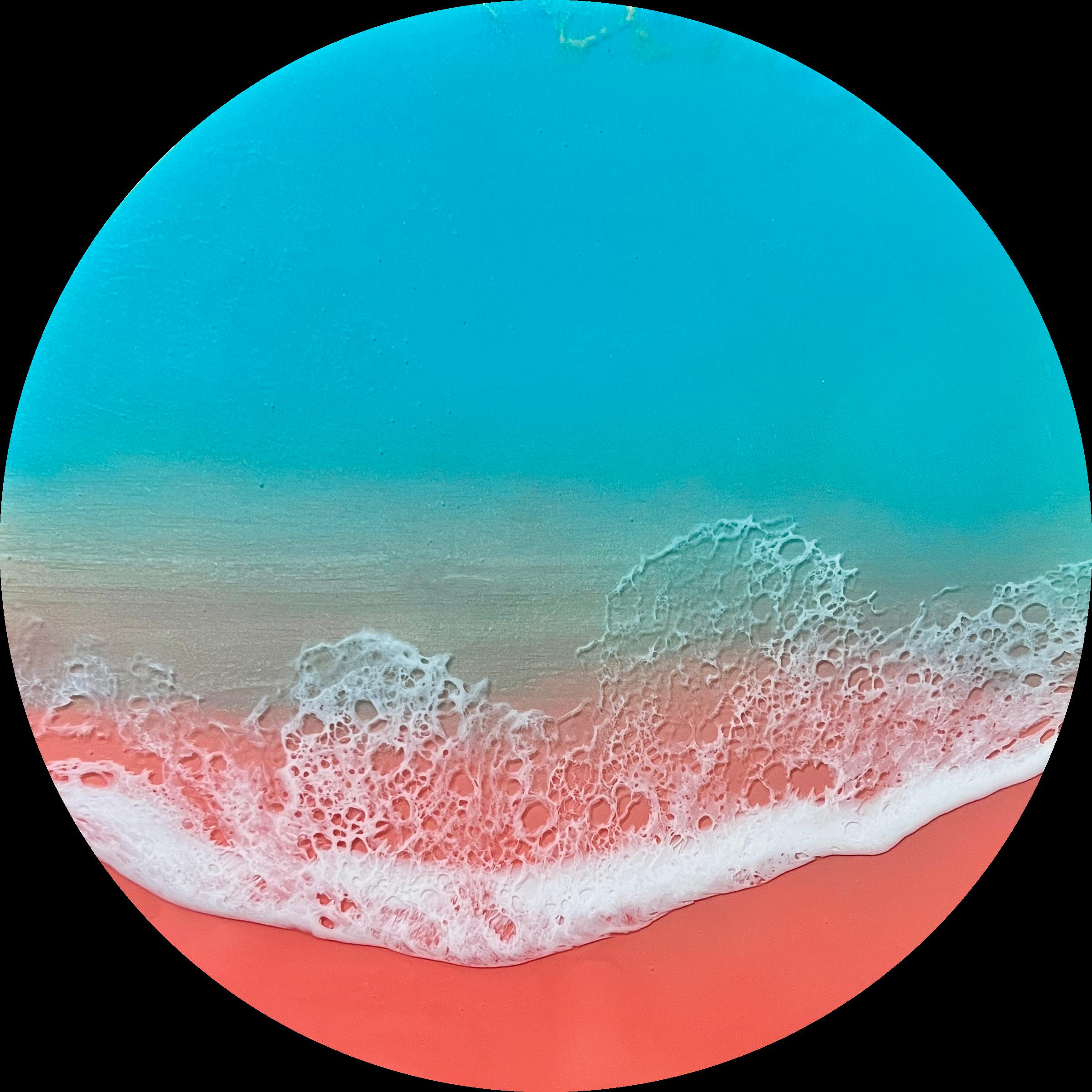 Round Ocean #52, Painting, Acrylic on Wood Panel - Art by Ana Hefco