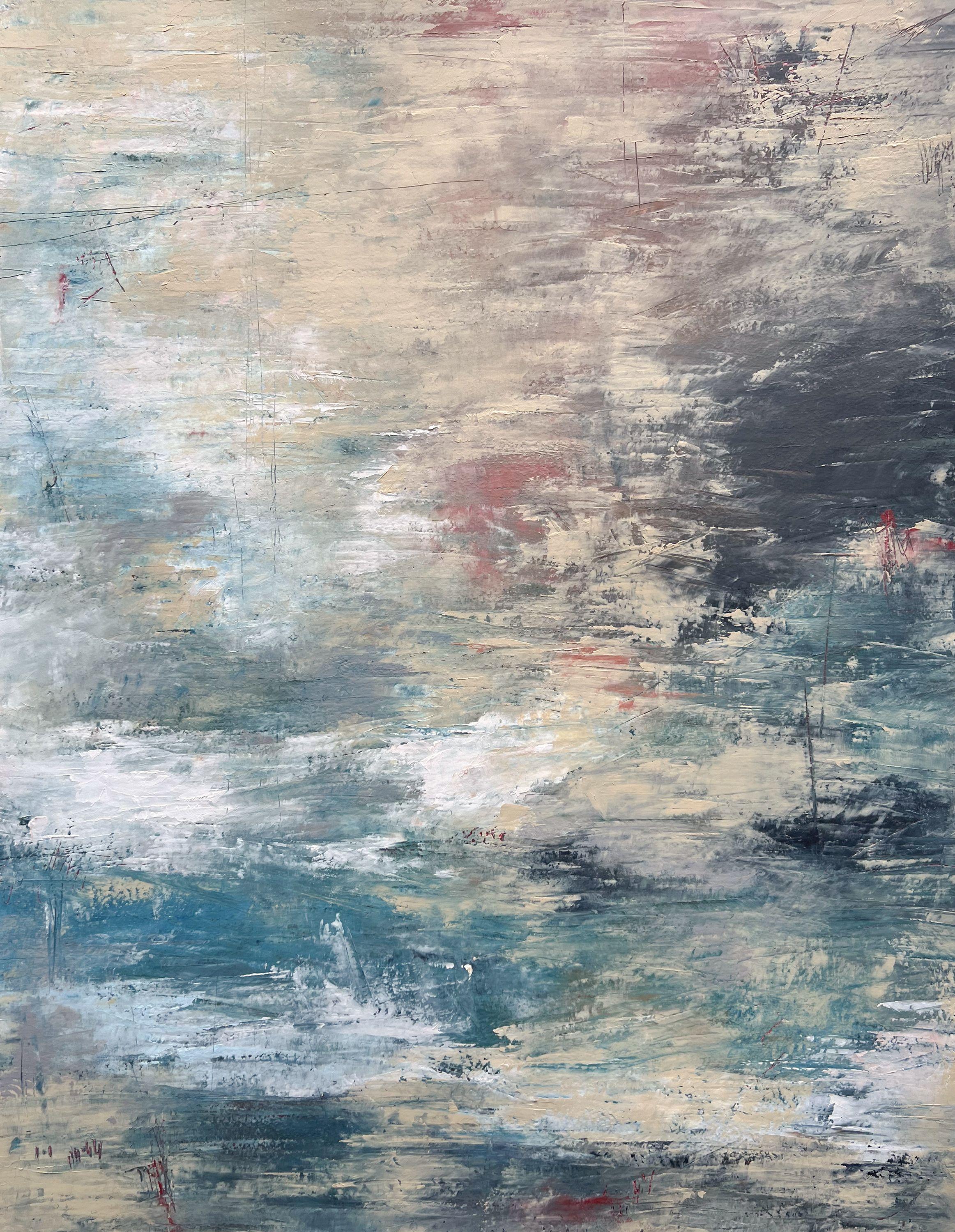 Ocean's Edge, Gemälde, Öl auf Papier – Art von Ana Monnaco