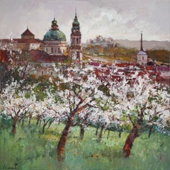 Spring landscape, Prague, Painting, Oil on Canvas