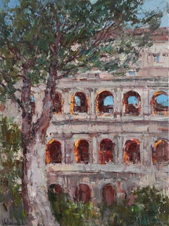 Evening Glow of the Colosseum, Painting, Oil on Canvas