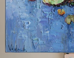 Rosa Seerosen, Gemälde, Öl auf Leinwand