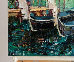 Gondolas in Venice, Painting, Oil on Canvas