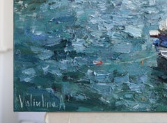 Yachts at the pier in Jaffa, Painting, Oil on Canvas