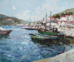 Boats in the Bay, Painting, Oil on Canvas