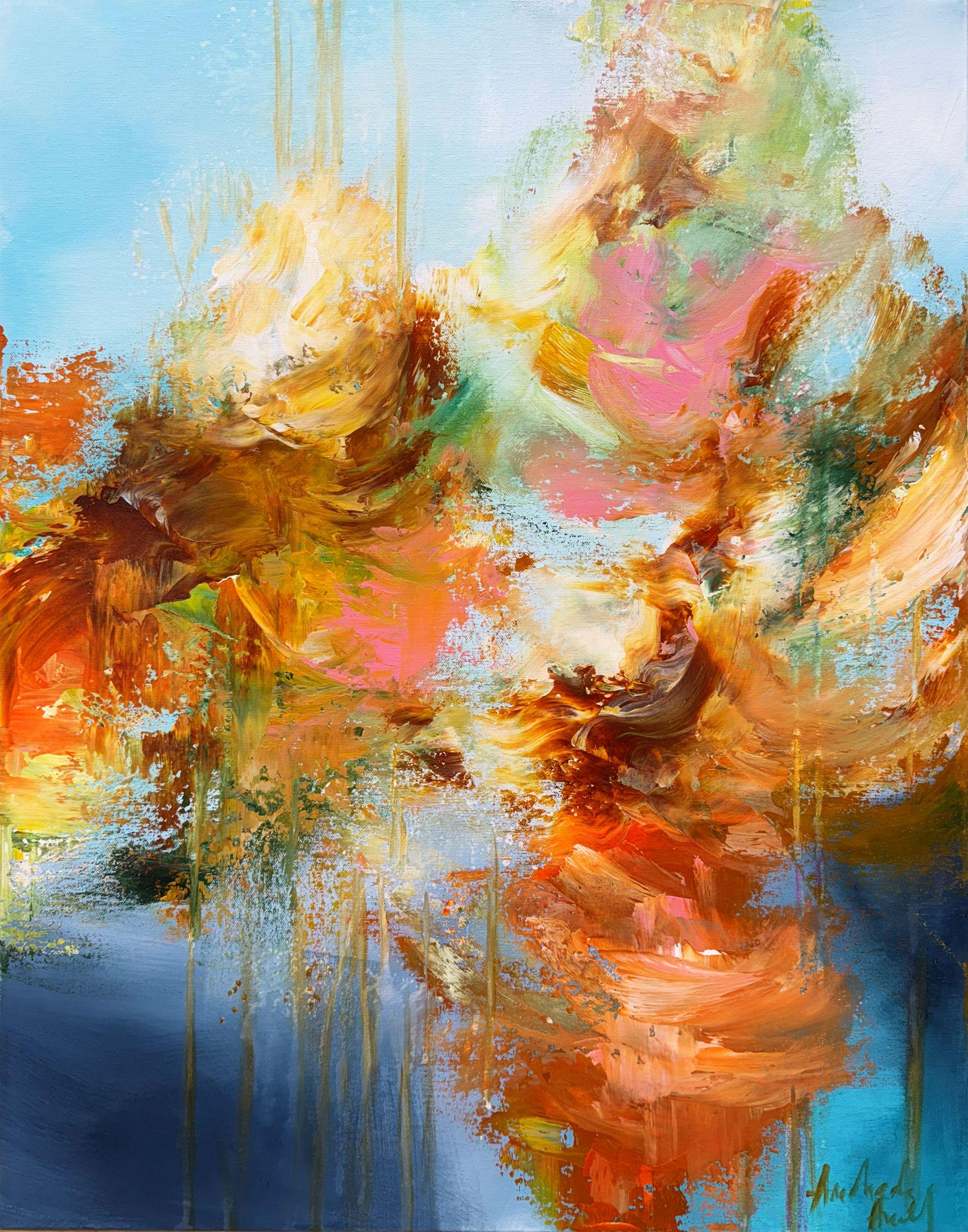 Roses in Motion, Painting, Acrylic on Canvas - Art by Andrada Anghel