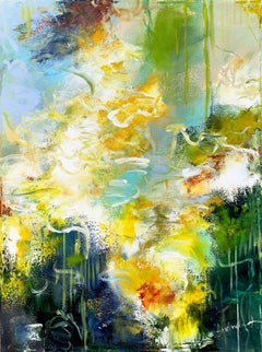 Magical garden pond, Painting, Oil on Canvas