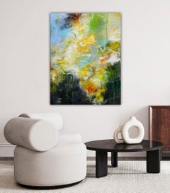 Magical garden pond, Painting, Oil on Canvas