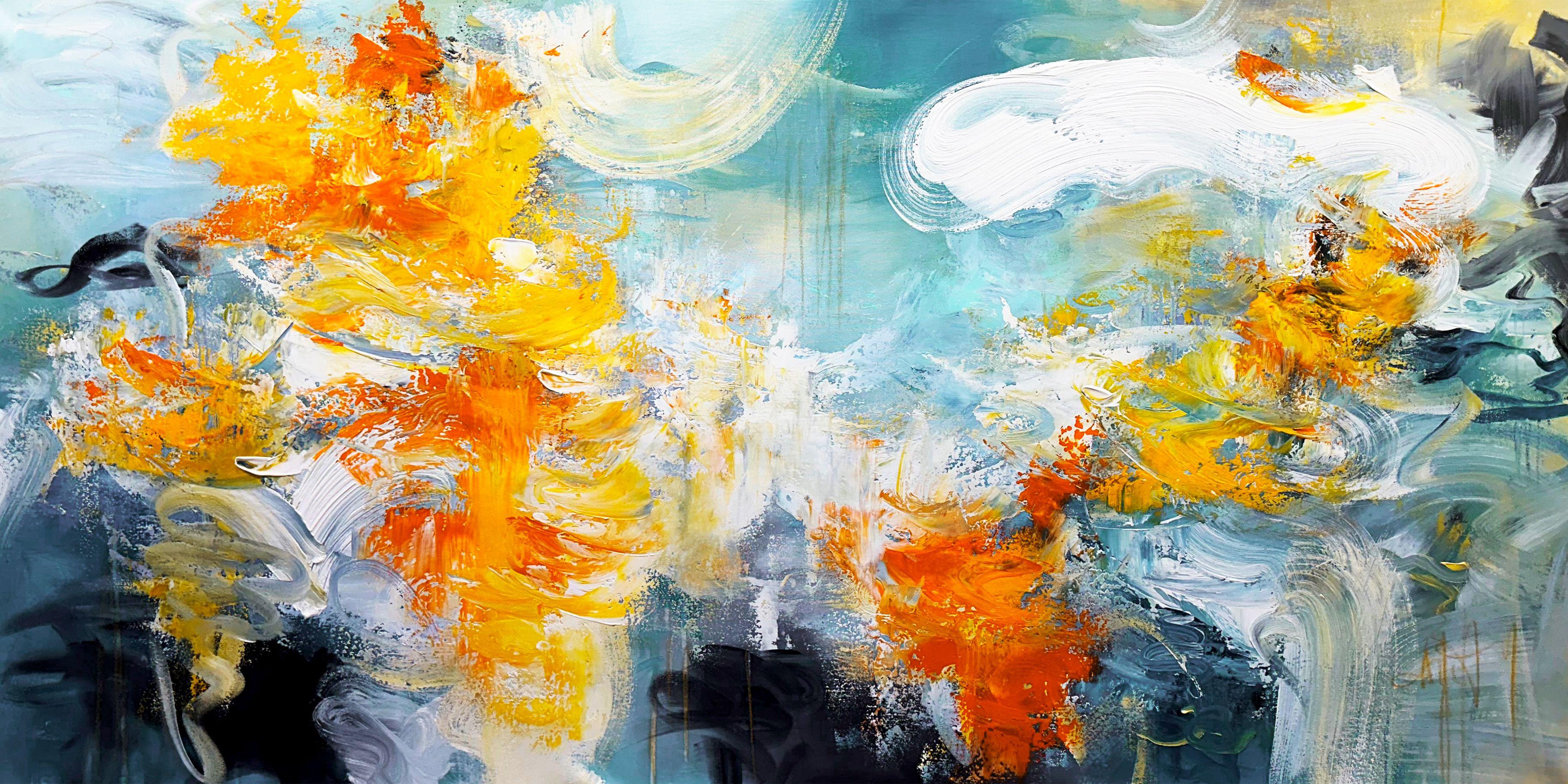 Elektrischer Garten, Malerei, Acryl auf Leinwand – Art von Andrada Anghel