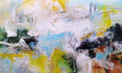 Gelbe Spielplatzrutschen, Malerei, Acryl auf Leinwand