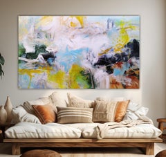 Gelbe Spielplatzrutschen, Malerei, Acryl auf Leinwand