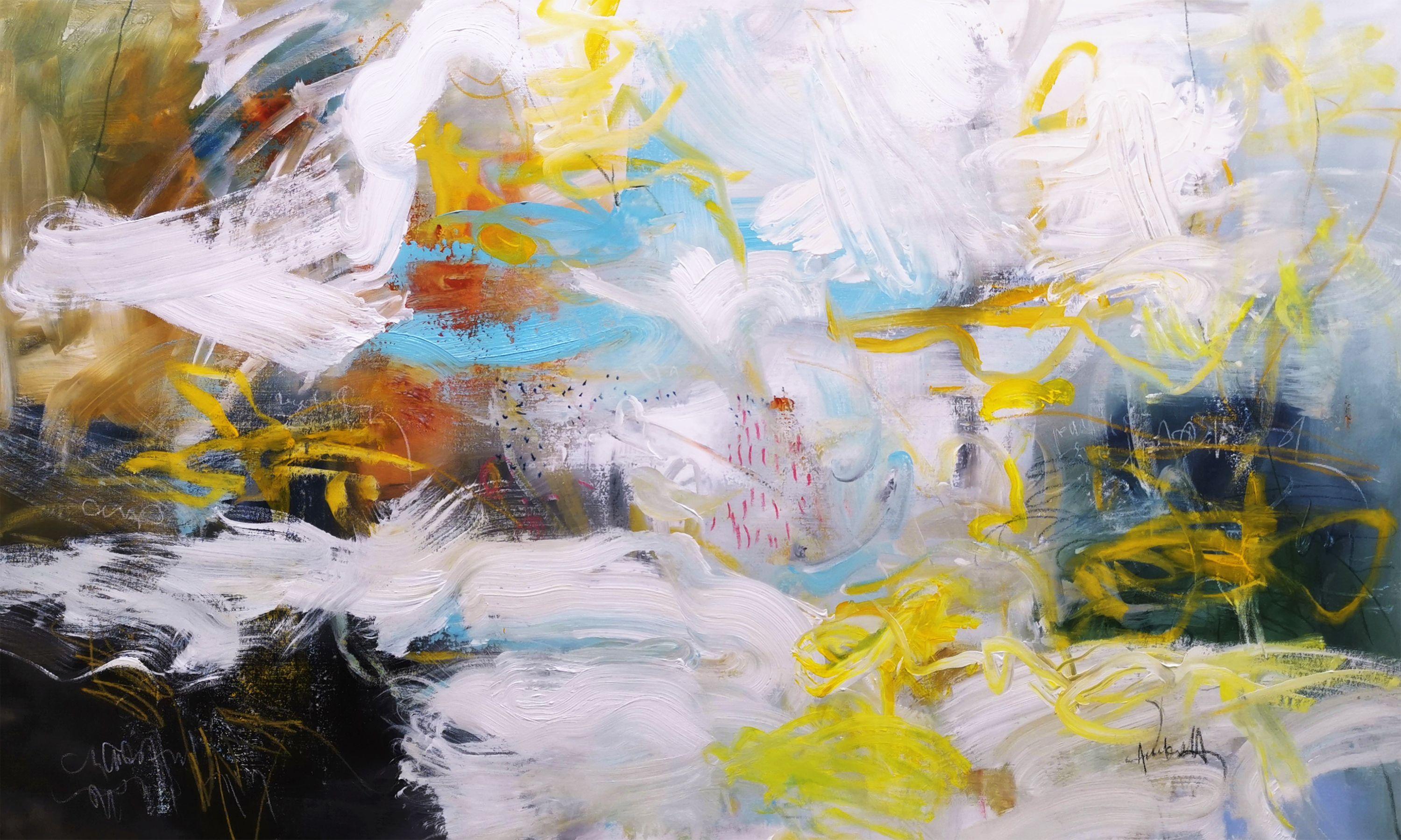 Lost in the blue hues, Painting, Acrylic on Canvas