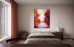 Arbres au bord de l'eau III, peinture, huile sur toile