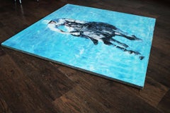 Mann und Pferd, Gemälde, Öl auf Leinwand