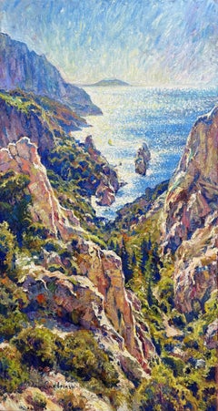 Blue symphony of the Mediterranean, Painting, Oil on Canvas