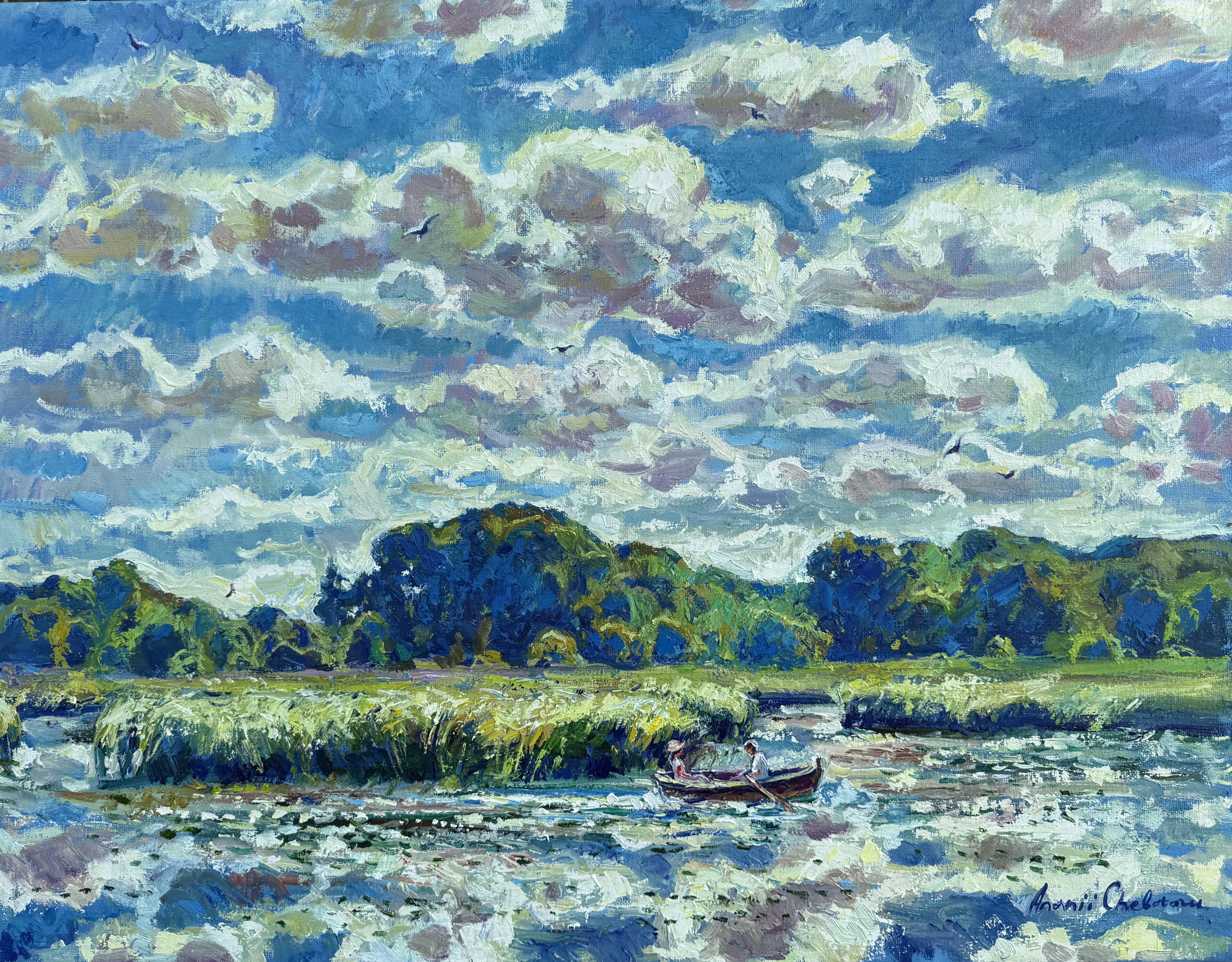 "Where the sky meets the water", Painting, Oil on Canvas
