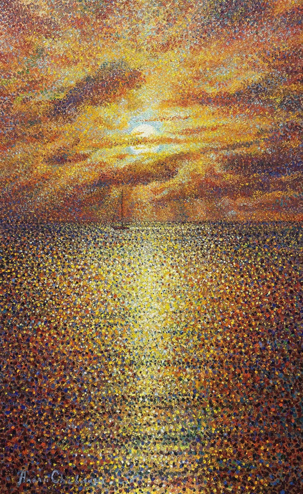In the embrace of sunset, Painting, Oil on Canvas - Art by Andrii  Chebotaru