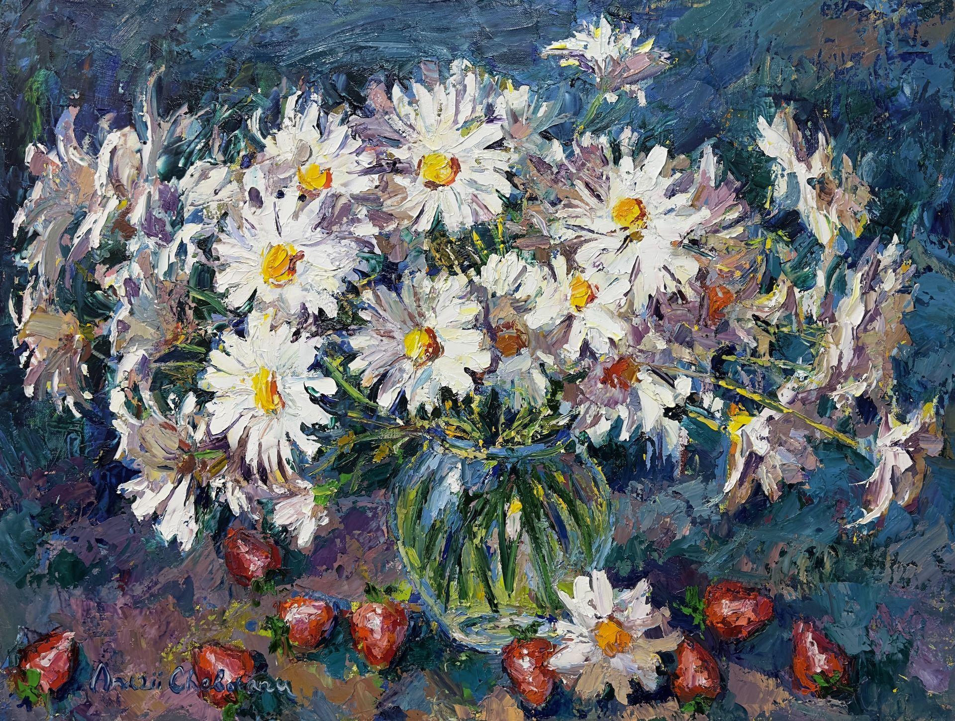 Flowers for you, Painting, Oil on Canvas - Art by Andrii  Chebotaru