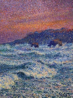 Whisper of the surf in the rays of the setting sun, Painting, Oil on Canvas