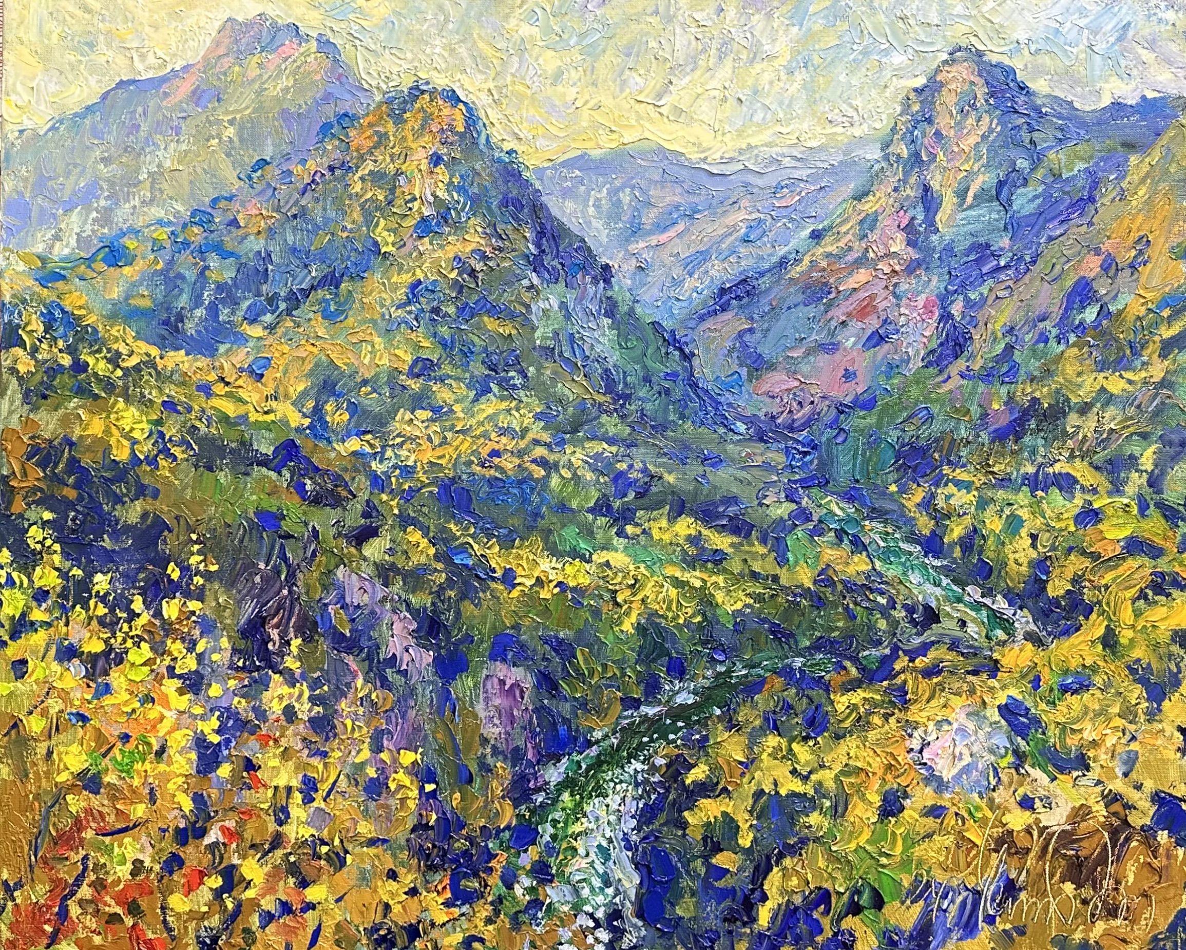 "Lever de soleil sans fin", Peinture, Huile sur toile