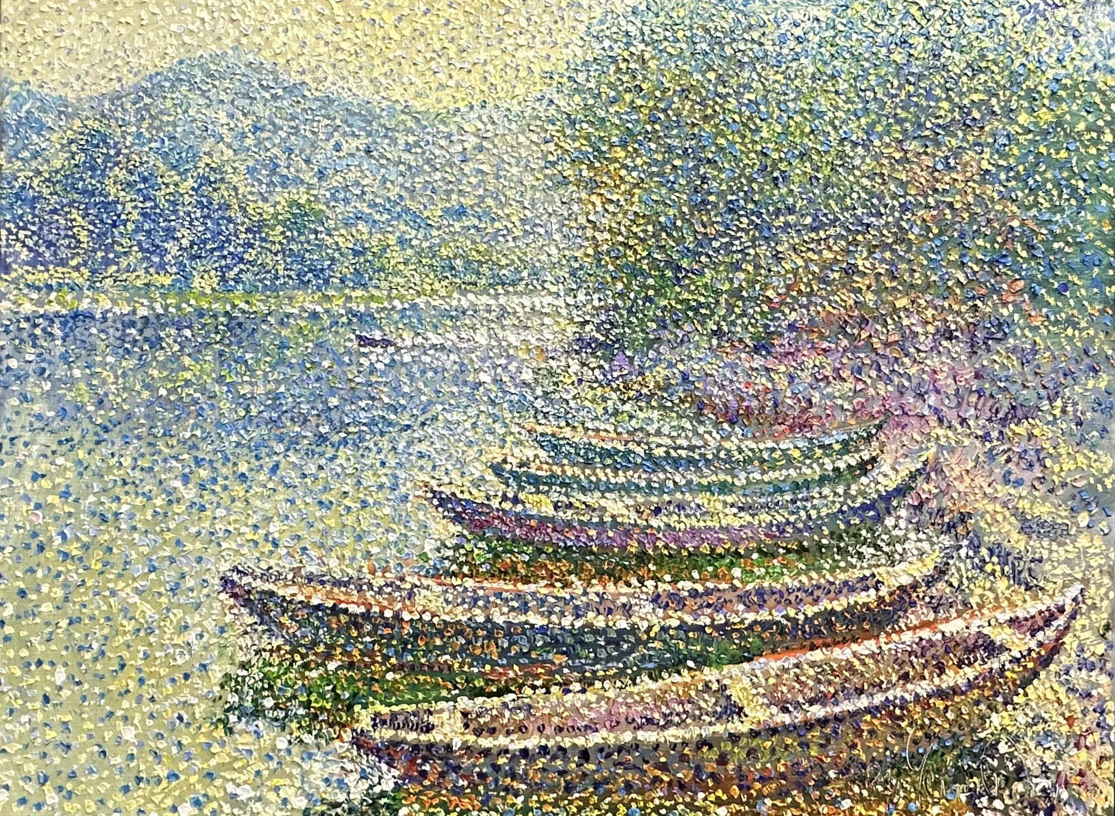 "First Rays". Lake Skadar Montenegro, Painting, Oil on Canvas