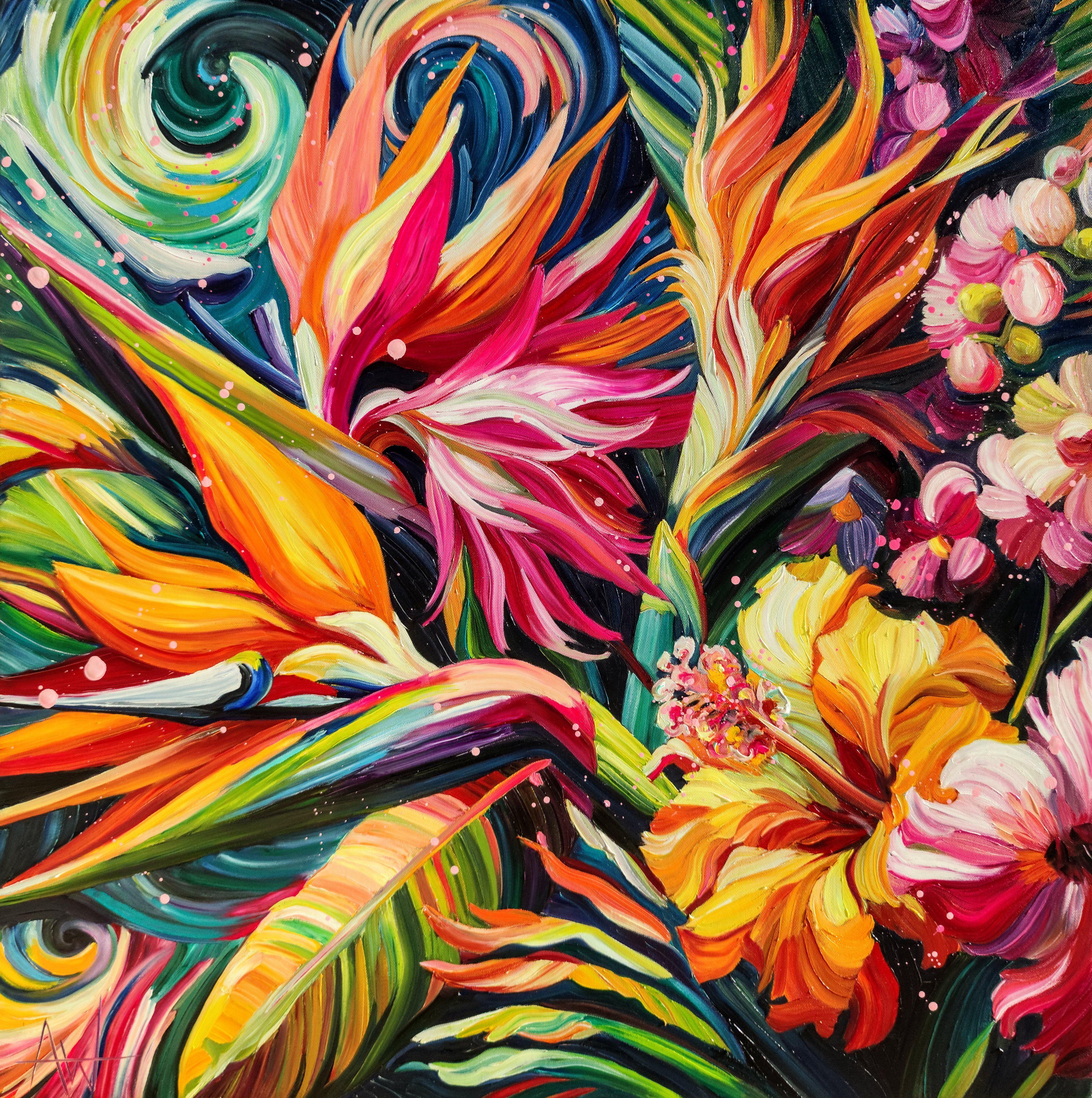 Papaya Velvet, Painting, Oil on Canvas - Art by Angie Wright